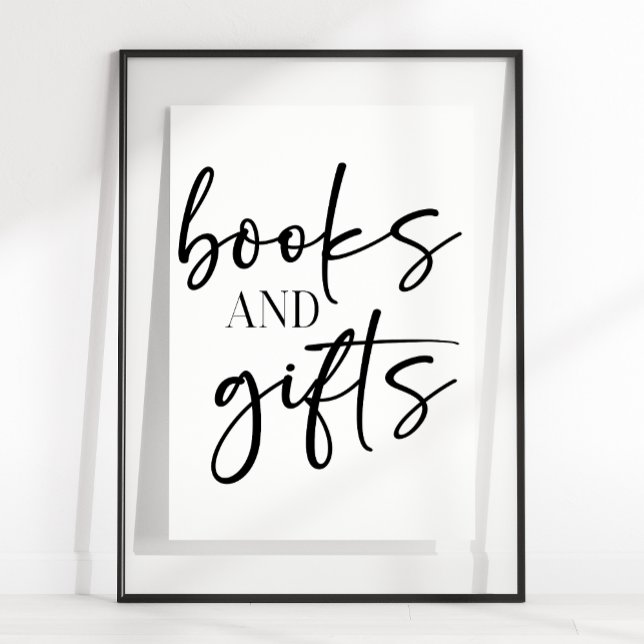 Black Modern Simple Script Baby Shower Books Gifts Poster (Skapare uppladdad)