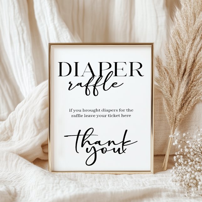 Black Modern Simple Script Baby Shower Diaper Poster (Skapare uppladdad)