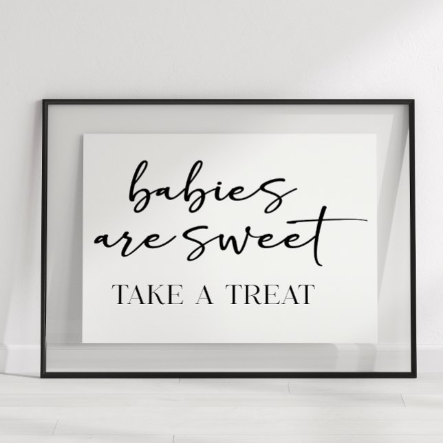 Black Modern Simple Script Baby Shower Favor Poster (Skapare uppladdad)
