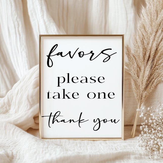 Black Modern Simple Script Baby Shower Favors Poster (Skapare uppladdad)