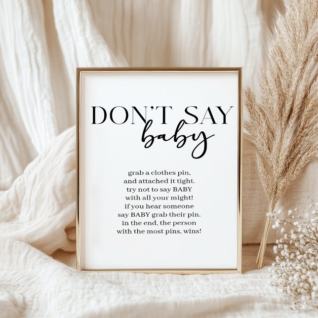 Black Modern Simple Script Baby Shower Game Poster (Skapare uppladdad)