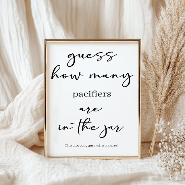 Black Modern Simple Script Baby Shower Guess Game Poster (Skapare uppladdad)