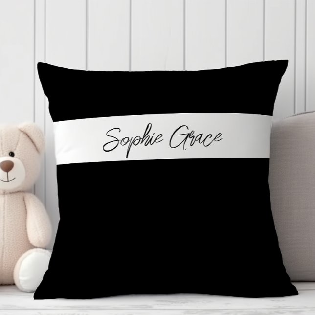 Black Modern Simple Script Baby Shower Kudde (Skapare uppladdad)