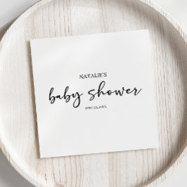 Black Modern Simple Script Baby Shower Pappersservett