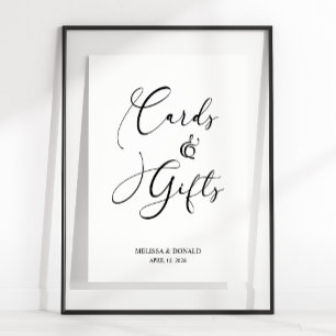 Black Modern Simple Script Bröllop Card & Gifts Poster