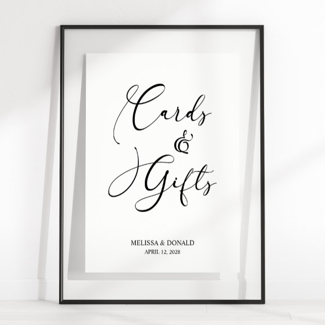 Black Modern Simple Script Bröllop Card & Gifts Poster (Skapare uppladdad)