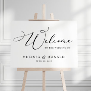 Black Modern Simple Script Welcome Bröllop Poster