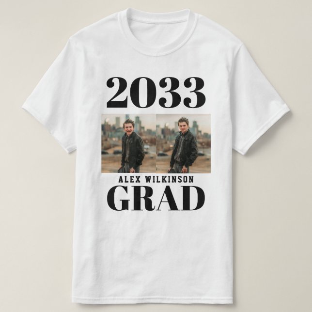 Black Modern Simple Typography 2 Photo Studenten T Shirt (Design framsida)