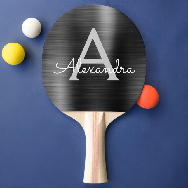 Black Modern Sports Metallic Foil Monogram Pingisracket (Skapare uppladdad)