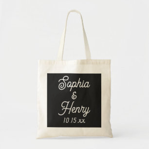 Black Modern Typography med Bröllop Elegant Script Tygkasse