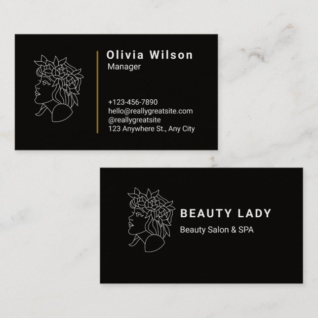 Black Modern Visitkort (Fram/baksida)