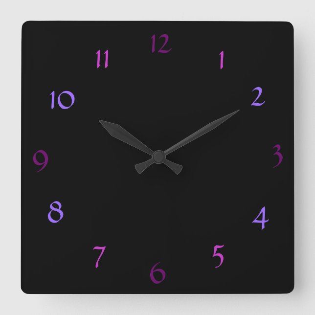 Black Modern Wall Clock Fyrkantig Klocka (Framsida)