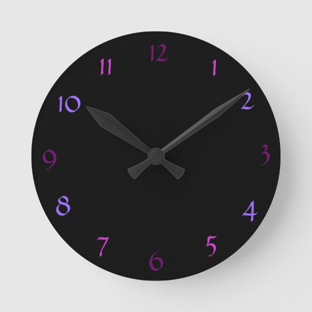 Black Modern Wall Clock Rund Klocka (Framsida)