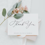 Black Modern Whimsical Calligraphy Bröllop Tack Kort<br><div class="desc">Skicka tack med det här anpassadet,  tack till bröllop-kortet. Den har visuell kalligrafi och klassisk typografi. Anpassa genom att lägga till information. Tack vare detta kort i elegant bröllop kommer ni också att bli perfekt som ett pars kontorsställe och mer.</div>