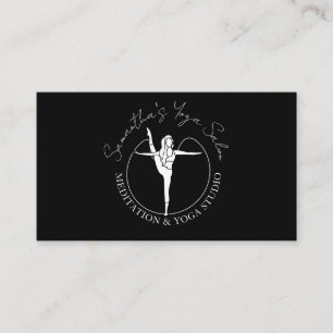 Black Modern Woman Sport Gym Yoga Visitkort