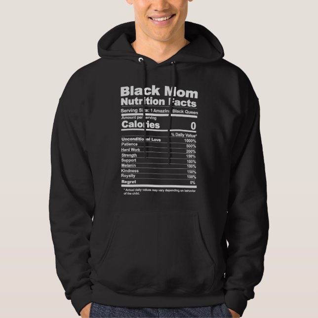 Black Mom Nutrition Facts Hoodie (Framsida)
