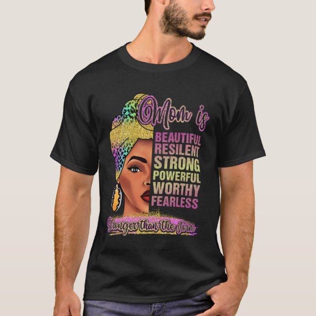 Black Mom Queen Melanin Afro African Mama Mothers  T Shirt (Framsida)