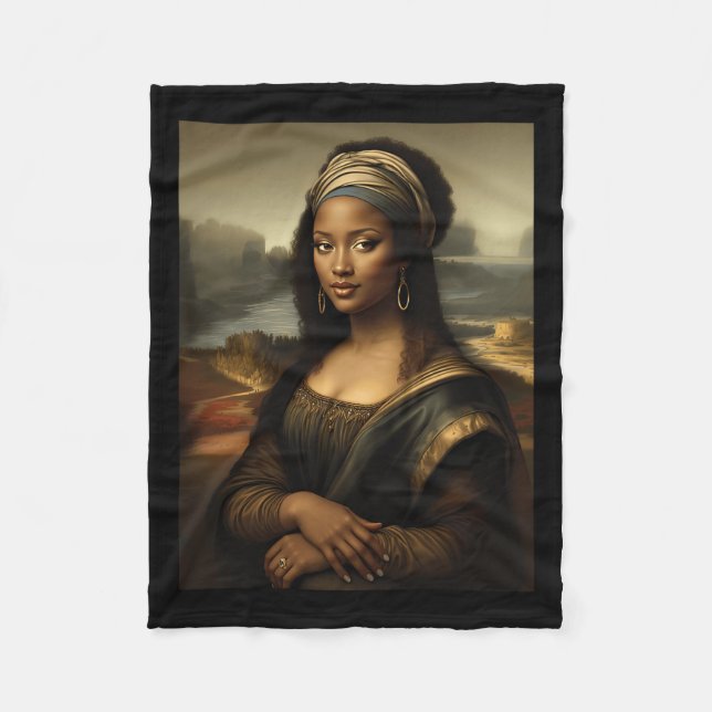 Black Mona Lisa African American Black History Mon Fleecefilt (Framsidan)