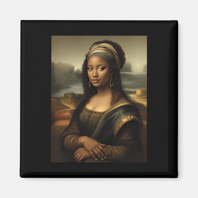 Black Mona Lisa African American Black History Mon Magnet (Framsidan)
