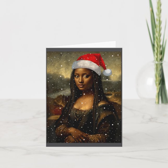 Black Mona Lisa African American Christmas Santa H Kort (Framsida)