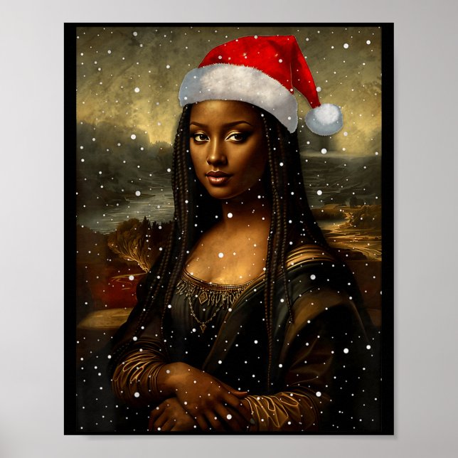 Black Mona Lisa African American Christmas Santa H Poster (Framsidan)