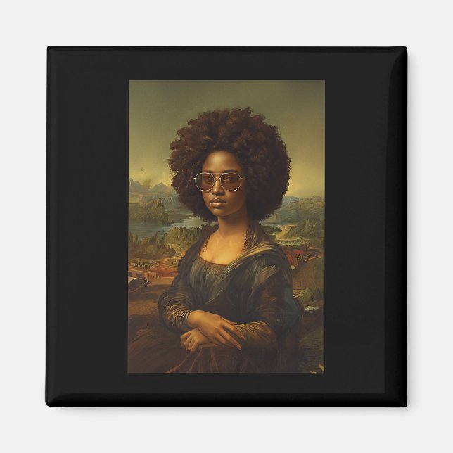 Black Mona Lisa Afro African American Black Histor Magnet (Framsidan)