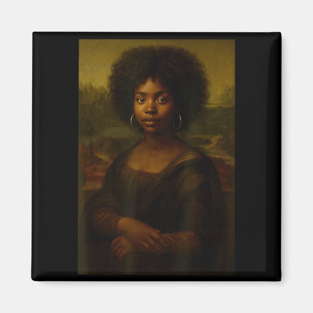 Black Mona Lisa Afro African American Melanin Blac Magnet (Framsidan)