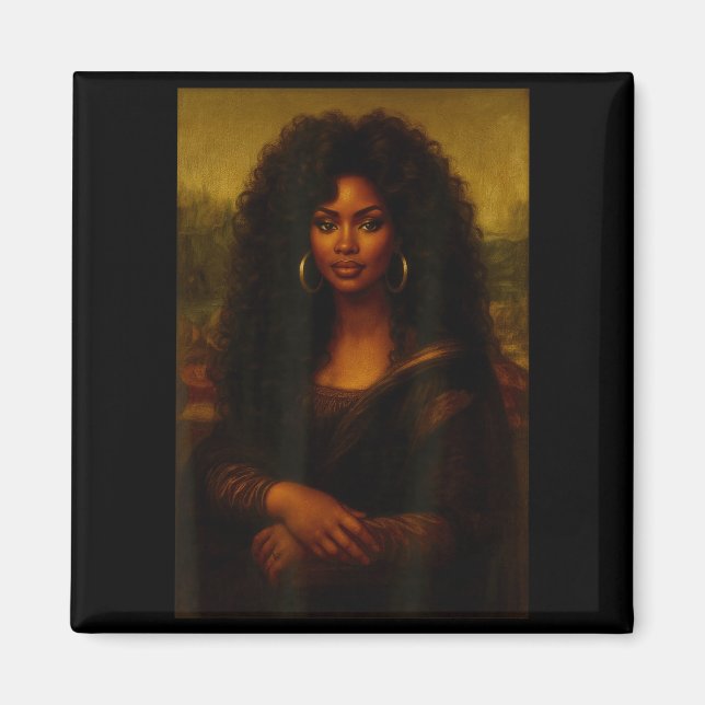 Black Mona Lisa Afro African American Melanin Blac Magnet (Framsidan)