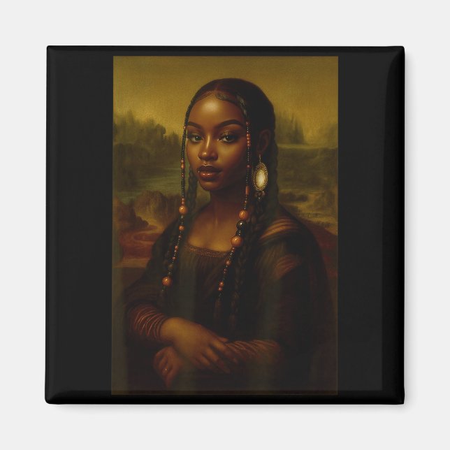 Black Mona Lisa Afro African American Melanin Blac Magnet (Framsidan)