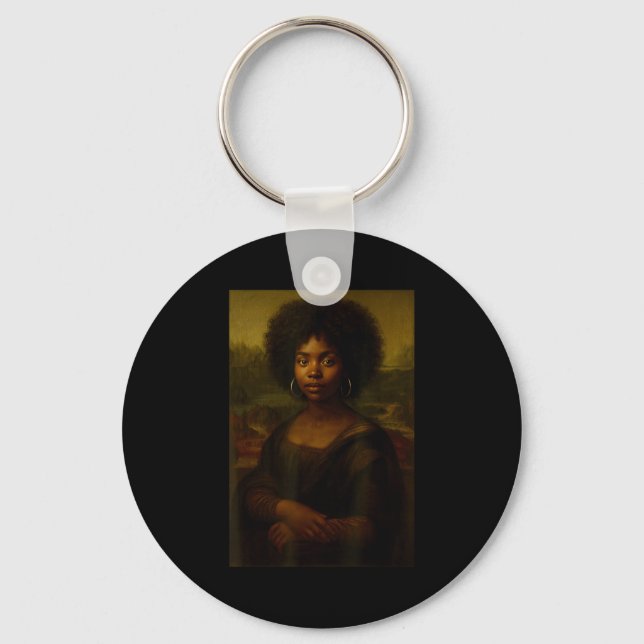 Black Mona Lisa Afro African American Melanin Blac Nyckelring (Framsida)