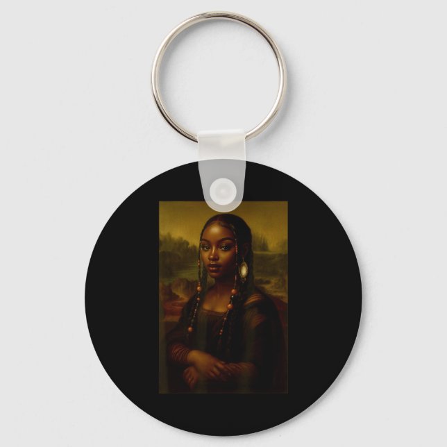 Black Mona Lisa Afro African American Melanin Blac Nyckelring (Framsida)