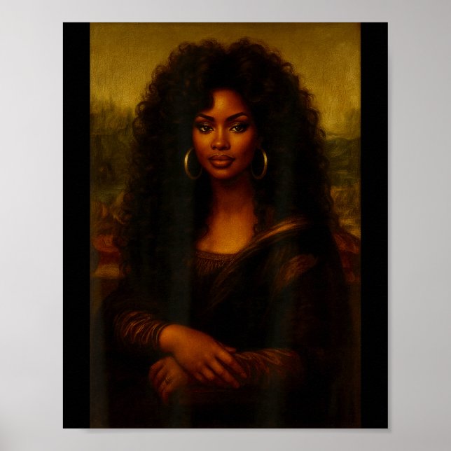 Black Mona Lisa Afro African American Melanin Blac Poster (Framsidan)
