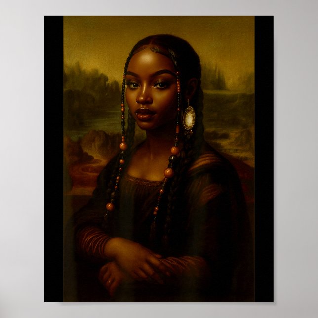 Black Mona Lisa Afro African American Melanin Blac Poster (Framsidan)