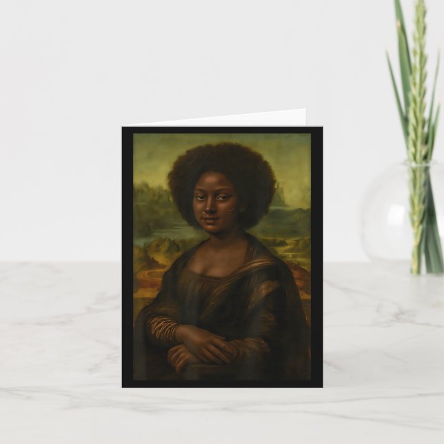 Black Mona Lisa Afro African Melanin Black History Kort (Framsida)