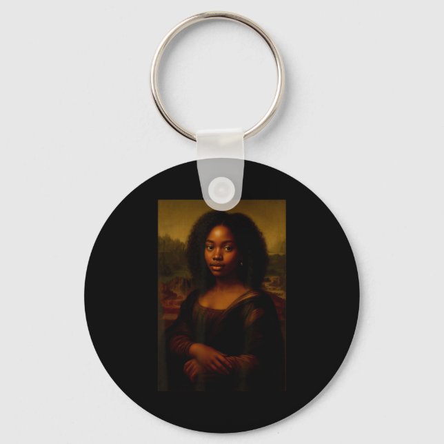 Black Mona Lisa Afro African Melanin Black History Nyckelring (Framsida)