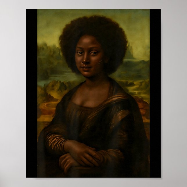 Black Mona Lisa Afro African Melanin Black History Poster (Framsidan)