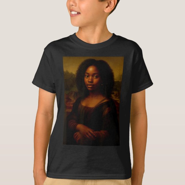 Black Mona Lisa Afro African Melanin Black History T Shirt (Framsida)