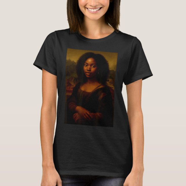 Black Mona Lisa Afro African Melanin Black History T Shirt (Framsida)