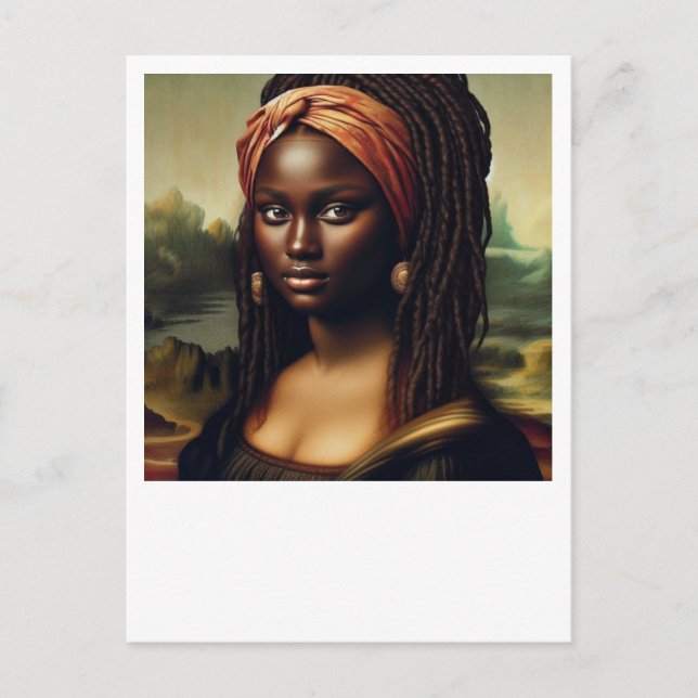 Black Mona Lisa Reimaged Art Print - Afrocentric Vykort (Framsida)