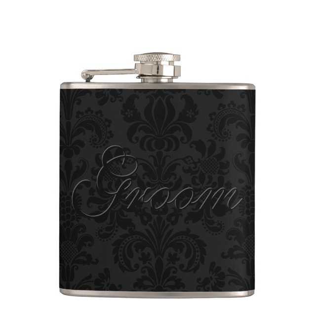 Black Monochromatic Blommigt Damask Monogram Fickplunta (Framsidan)