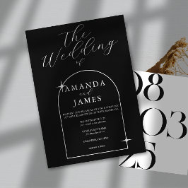 Black Monochrome Aesthetic Elegant bröllop Inbjudningar