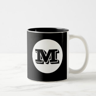 Black Monogram Anpassningsbar Prated Coffee Mugg