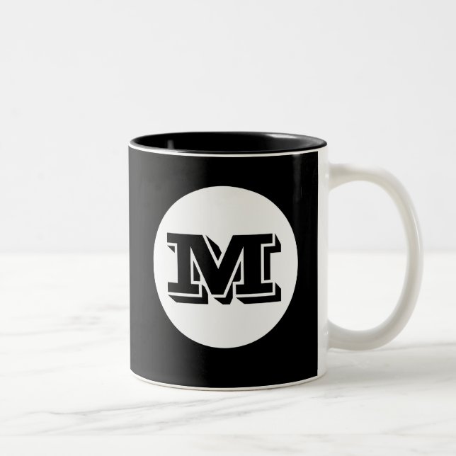 Black Monogram Anpassningsbar Prated Coffee Mugg (Höger)