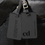 Black Monogram Bagagebricka<br><div class="desc">Professionellen Modern Black Monogram Luggage Tag är perfektens Anpassningsbar Luggage Tag designad för dagens professionell. De här Personligerna gör det för manar att tänka på födelsedagskalkerna för pojkvän och unika gåvor. De är också idealiska som julklappar för pojkvän och ger utmärkta julklappar för pojkvän. Den här bagagetaggen är förpackad i...</div>