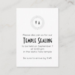 Black Monogram Circle Temple Sealing Invitation Tilläggskort