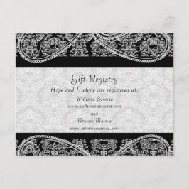 Black Monogram Damask Gift Registry Bröllop Tilläggskort