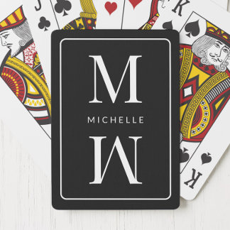Black Monogram enkel Elegant Initial Modern Namn Casinokort