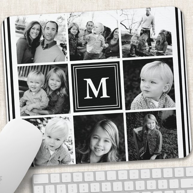 Black Monogram Family Photo Collage Musmatta (Skapare uppladdad)