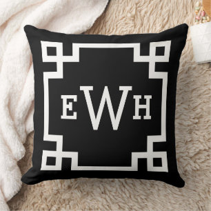 Black Monogram   Grekiska Nyckel Kudde