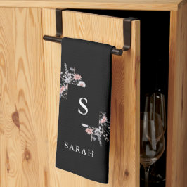 Black Monogram Initial Modern Mamma Tea Dish Kökshandduk